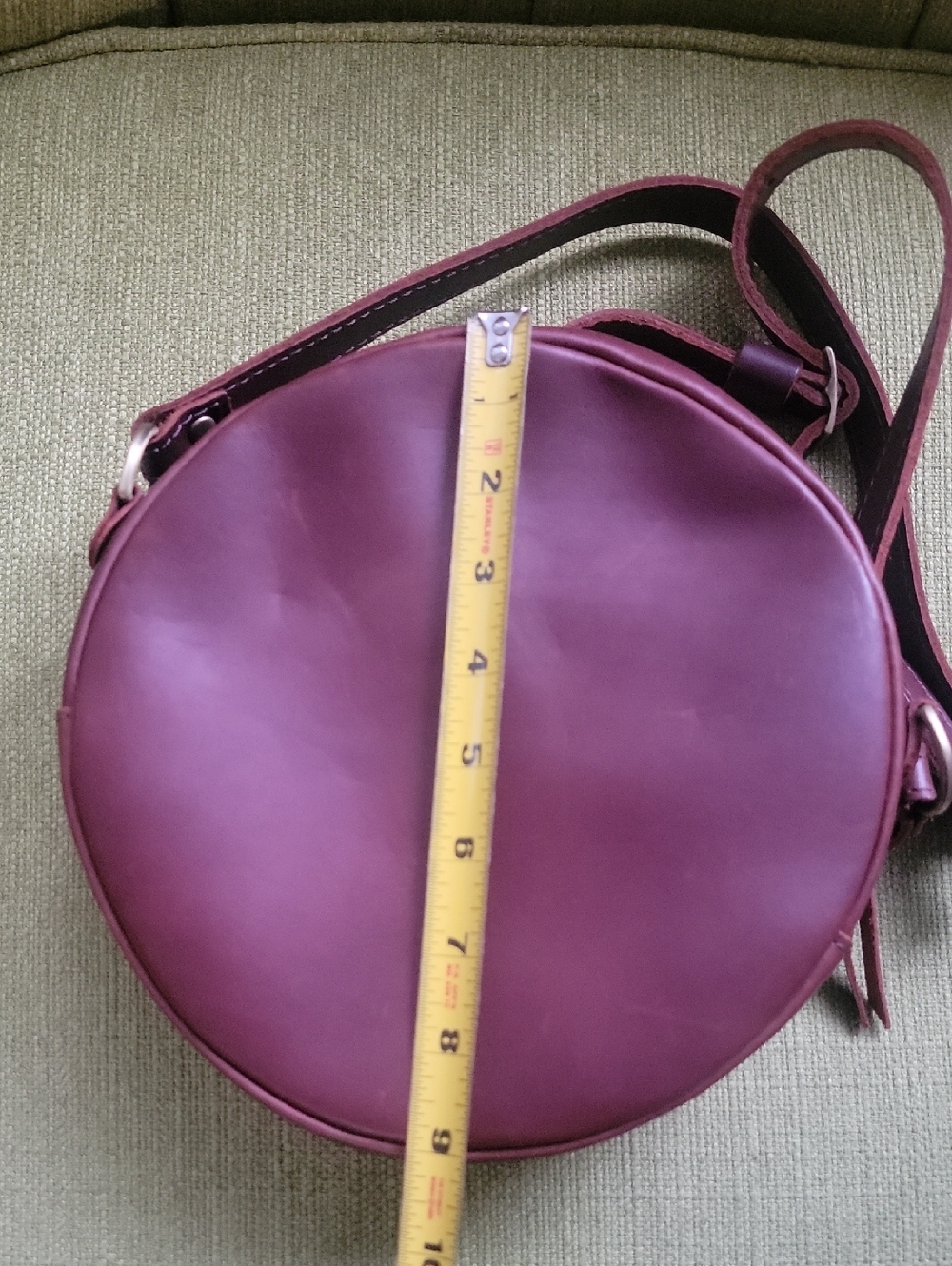 Portland Leather Round Crossbody Bag in Cognac Brown - Picture 7 of 13